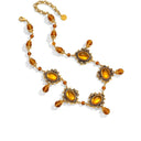 Niche Vintage Amber Jewelry Set - Gold-Tone Retro Elegant Design, Statement Jewelry for Women