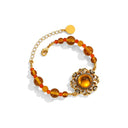Niche Vintage Amber Jewelry Set - Gold-Tone Retro Elegant Design, Statement Jewelry for Women