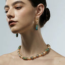 Vintage Pearl & Gemstone Jewelry Set - Gold-Tone Retro Elegant Statement Jewelry for Women, Versatile Fashion Accessory