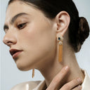 Vintage Gemstone Tassel Earring Set - Gold-Tone Retro Elegant Statement Jewelry for Women, Versatile Fashion Accessory