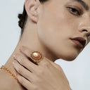 Niche Gold-Tone Cameo Jewelry Set - Retro Elegant Design, Statement Jewelry for Women