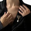 Vintage Black Onyx Pearl Jewelry Set - Gold-Tone Retro Elegant Statement Jewelry for Women, Versatile Fashion Accessory