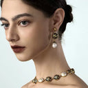 Boho Zebra Print Pearl Jewelry Set - Gold-Tone Retro Elegant Statement Jewelry for Women, Versatile Fashion Accessory