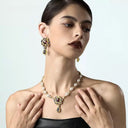 Enchanted Violet Vintage Pearl Necklace for Women - Long Floral Statement Chain, French Retro Elegant Niche Design Accessory