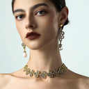 Vintage Two-Tone Clover Pearl Jewelry Set - Retro Elegant Statement Jewelry for Women, Versatile Fashion Accessory