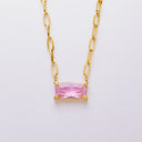 INS Vibe French Retro Necklace - Colored Sugar Cube Zircon Collarbone Chain, Light Luxury Fashion Versatile High-End Jewelry