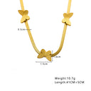 Stainless Steel Sweater Chain, 18K Gold-Plated Versatile Collarbone Chain, French-Style Golden Butterfly Titanium Steel Necklace