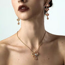 Niche Orange Crystal Floral Gold-Tone Jewelry Set - Retro Elegant Design, Statement Jewelry for Women