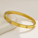 Fashion Titanium Steel Bracelet for Women - Minimalist, Fade-Resistant Four-Leaf Clover European-American Cross-Border Zircon Bracelet (Factory Wholesale)