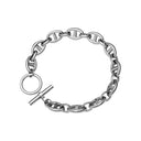 INS Trendy Titanium Steel Couple Bracelet - 18K Gold-Plated Stainless Steel Chain with Flat Bar Clasp & OT Clasp
