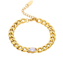 INS Retro Vibe Chunky Cuban Bracelet - Titanium Steel Square Cut Diamond & Colorful Zircon Elegant Jewelry