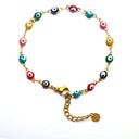 Bohemian INS Vibe Evil Eye Bracelet - Gold-Plated Titanium Steel Bangle with Dazzling Colorful Zircon