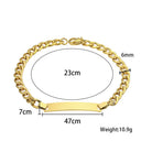 European & American Cross-Border Couple Bracelets - 18K Vacuum-Plated Titanium Steel Chains with DIY Engravable Curved Plate for Women
