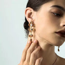 Niche Orange Crystal Floral Gold-Tone Jewelry Set - Retro Elegant Design, Statement Jewelry for Women