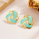 Vintage Stud Earrings for Women - Royal Court Style, Enamel Drip, Triangular Geometric & Fashionable Hollow Rotating Flower Drop Earrings Jewelry