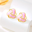 Vintage Stud Earrings for Women - Royal Court Style, Enamel Drip, Triangular Geometric & Fashionable Hollow Rotating Flower Drop Earrings Jewelry