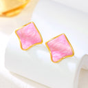 High-End Asymmetrical Titanium Steel Stud Earrings & French Vintage Geometric Rhombus Enamel Drip Drop Earrings for Women