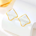 High-End Asymmetrical Titanium Steel Stud Earrings & French Vintage Geometric Rhombus Enamel Drip Drop Earrings for Women