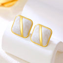 Korean Niche Design Painted Enamel Square Earrings - 2025 New Style Trendy Earrings for Women, Simple Stud Earrings Wholesale