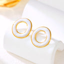 Cross-Border Premium Light Luxury Fashion Geometric Asymmetrical Painted Enamel Drip Circle Stud Earrings