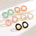 Cross-Border Premium Light Luxury Fashion Geometric Asymmetrical Painted Enamel Drip Circle Stud Earrings