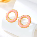 Cross-Border Premium Light Luxury Fashion Geometric Asymmetrical Painted Enamel Drip Circle Stud Earrings