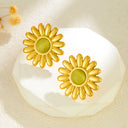 Cross-Border Bestselling Flower Stud Earrings Inlaid with Pink Topaz for Women, Colorful Cat's Eye Stone Chrysanthemum & Daisy Ear Jewelry, Factory Direct Sales