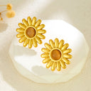 Cross-Border Bestselling Flower Stud Earrings Inlaid with Pink Topaz for Women, Colorful Cat's Eye Stone Chrysanthemum & Daisy Ear Jewelry, Factory Direct Sales