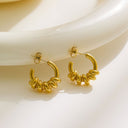 French Vintage Gold Twisted Rope Hoops, Luxury High-End Irregular Stainless Steel & Titanium Steel Earrings for Women