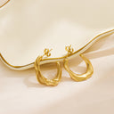 INS Style Niche High-End Gold Plated Irregular Hoops, French Vintage Titanium Steel Gold Striped Horn Earrings for Women