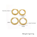 Brand X Retro Gold Titanium Steel Earrings, Embossed Circle Hoops, Minimalist Stylish Fade-Resistant Ear Cuffs for Women