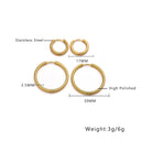 Brand X Retro Gold Titanium Steel Earrings, Embossed Circle Hoops, Minimalist Stylish Fade-Resistant Ear Cuffs for Women