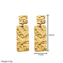 Stainless Steel Stud Earrings, Atmosphere - Exaggerated Fashion Dangle Earrings, Golden Pleated Square Geometric Titanium Steel Earrings