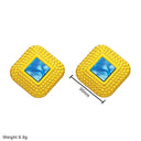 Euro-American Cross-Border Stainless Steel Earrings Set - Sunflower Natural Stone Dangles & Geometric Swirl Square Studs for Women