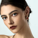 Vintage Red Crystal Heart Pearl Necklace - Gold-Tone Retro Elegant Statement Jewelry for Women, Versatile Fashion Accessory