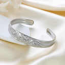 Wholesale Elegant Lotus Bracelet - Thickened Open Stainless Steel Ancient Craft Satin-Finish Bangle