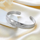 Ancient Craft Satin-Finish Stainless Steel Bracelet - Thick, Open Design, Elegant Auspicious Cloud Minimalist Bangle for Women