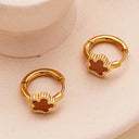 New Five - Leaf Flower Earrings, Gold Enamel Resin Ear Cuffs, Unique Design Premium Titanium Steel Studs for Women