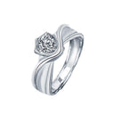 S925 Sterling Silver "Princess & Knight" Original Couple Rings, Engravable Open Wedding Bands with Moissanite