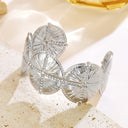 EU & US Retro Style 18K Real Gold Stainless Steel Bracelets & INS Minimalist Geometric Line Round Bangles - Women's Jewelry