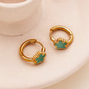 New Five - Leaf Flower Earrings, Gold Enamel Resin Ear Cuffs, Unique Design Premium Titanium Steel Studs for Women