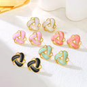 Vintage Stud Earrings for Women - Royal Court Style, Enamel Drip, Triangular Geometric & Fashionable Hollow Rotating Flower Drop Earrings Jewelry