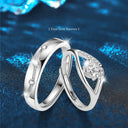925 Sterling Silver Moissanite Fated Couple Rings, Simple Open Adjustable DIY Jewelry - Perfect for Lovers