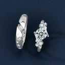 S925 Sterling Silver Moissanite Couple Rings, Minimalist & Luxe Simulated Diamond Unisex Bands - Unique Original Jewelry