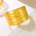 Retro Bold 3D Leaf Relief Bracelet | Niche Design with Gold Irregular Bamboo Leaf & Textured Premium Open Style