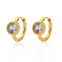Korean-Style New Design Earrings, 18K Gold Plated Stainless Steel Geometric Zircon Earrings, Elegant Versatile Jewelry for Women
