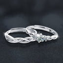 S925 Sterling Silver Love - Entangled Black Hair Couple Rings, Simple Korean - Style Open Moissanite Rings - Ideal Engagement & Wedding Gift