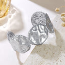 Wholesale Thickened Women's Open Fashion Temperament Cloud Pattern Bracelets & Stainless Steel Minimalist Matte Vintage-Style Bracelets (Fade-Resistant)