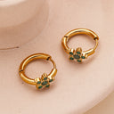 INS - style Titanium Steel Earrings for Women - High - end Light Luxury Stud Earrings, Retro Diamond - inlaid Flower - shaped Hoop Earrings, Simple and Elegant