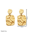 Stainless Steel Stud Earrings, Atmosphere - Exaggerated Fashion Dangle Earrings, Golden Pleated Square Geometric Titanium Steel Earrings